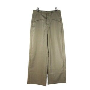 Commense Trousers Women M Taupe Very Wide Leg Faux Pockets 37-721